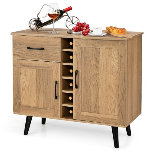Buffet De Cuisine, Meuble De Rangement, Meuble Cuisine Industriel Avec Porte-bouteilles 90x40x79cm