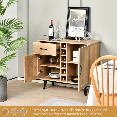 Buffet De Cuisine, Meuble De Rangement, Meuble Cuisine Industriel Avec Porte-bouteilles 90x40x79cm