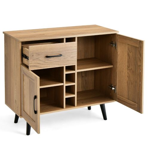 Buffet De Cuisine, Meuble De Rangement, Meuble Cuisine Industriel Avec Porte-bouteilles 90x40x79cm