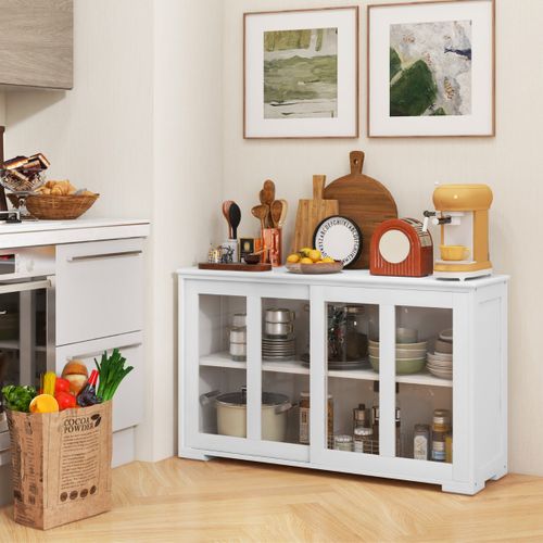 Buffet De Cuisine, Meuble Cuisine, Meuble De Rangement Avec 2 Portes En Mdf 106,5x33x62,5cm Blanc