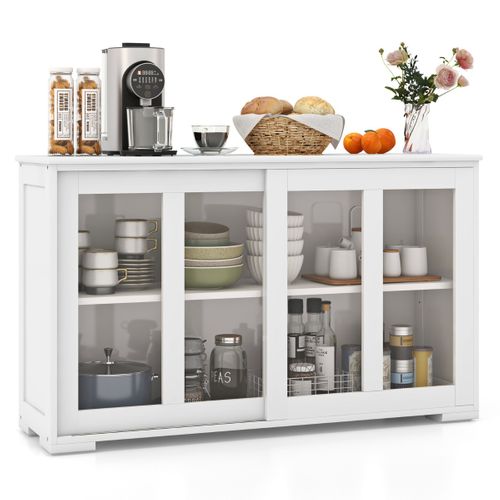 Buffet De Cuisine, Meuble Cuisine, Meuble De Rangement Avec 2 Portes En Mdf 106,5x33x62,5cm Blanc