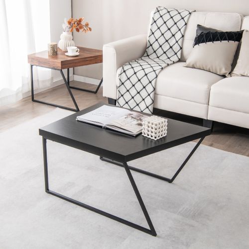 Lot De 2 Tables Basses - Tables De Salon Gigognes Avec Pieds Antidérapants Réglables Noiretmarron
