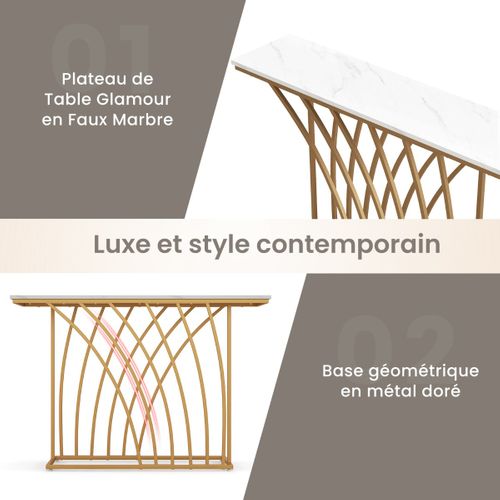 Table Console - Table D'entrée - Meuble D'entrée Géométrique Moderne Anti-basculement 120x30x80cm