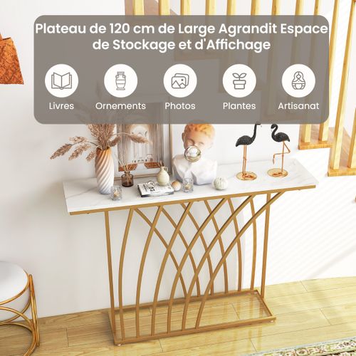 Table Console - Table D'entrée - Meuble D'entrée Géométrique Moderne Anti-basculement 120x30x80cm