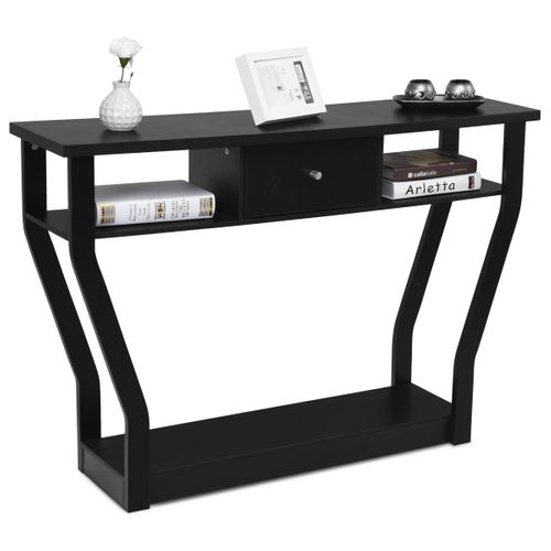 Table Console - Table D'entrée Vintage Avec 1 Tiroir Pour Entrée Salon Couloir Mdf 120x30x81cm Noir