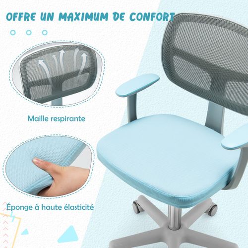Fauteuil De Bureau, Chaise De Bureau à Roulettes Pour Enfants Verrouillage Automatique Soutien Lom