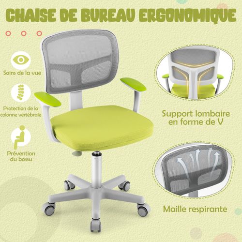 Fauteuil De Bureau, Chaise De Bureau à Roulettes Pour Enfants Verrouillage Automatique Soutien Lom