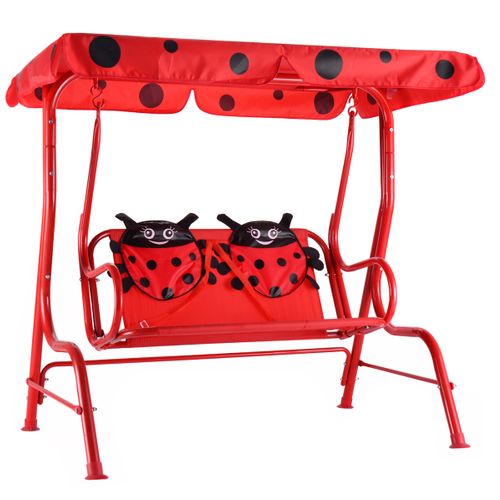 Balancelle De Jardin Pour Enfants Balançoire Jardin Chaise à Bascule 2 Places Toit Anti-uv Rouge