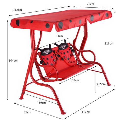 Balancelle De Jardin Pour Enfants Balançoire Jardin Chaise à Bascule 2 Places Toit Anti-uv Rouge
