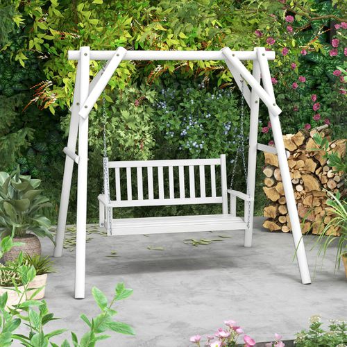 Balancelle De Porche En Bois Pour 3 Personnes Banc Suspendu Robuste Chaînes Réglables