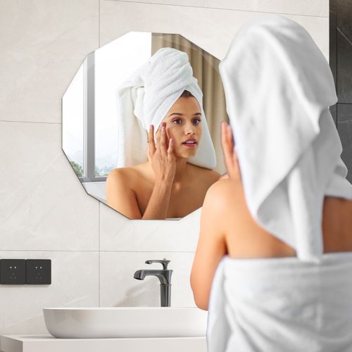 Miroir De Courtoisie Mural Sans Cadre Miroir Décoratif 76 Cm Antidéflagrant Bords Biseautés Unique