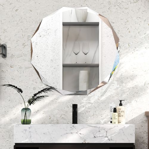 Miroir De Courtoisie Mural Sans Cadre Miroir Décoratif 76 Cm Antidéflagrant Bords Biseautés Unique