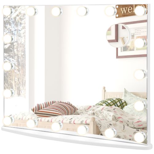 Miroir Maquillage Hollywood-18 Ampoules LED Tactile Grossissement 3x Éclairage Blanc Froid/chaud/n