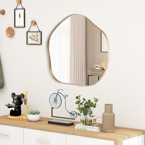 Miroir Mural Irrégulier 75,5 X 70 Cm Miroir Asymétrique Avec Cadre En Métal Avec Vis D'expansion M