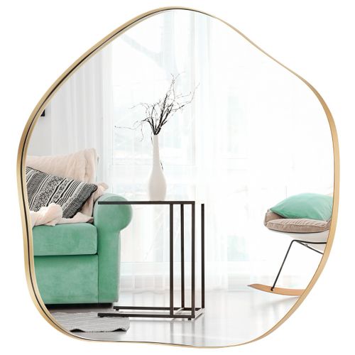 Miroir Mural Irrégulier 75,5 X 70 Cm Miroir Asymétrique Avec Cadre En Métal Avec Vis D'expansion M