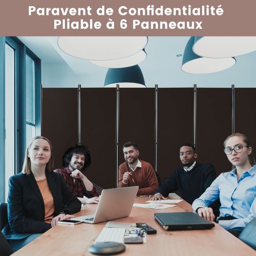 Paravent - Cloison De Séparation à Roulette - 6 Panneaux Pliable Détachables 334,5 X 172 Cm Protég