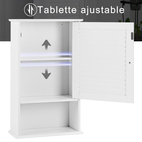 Meuble De Salle De Bain, Armoire Murale Pour Salle De Bain Avec Étagère Réglable