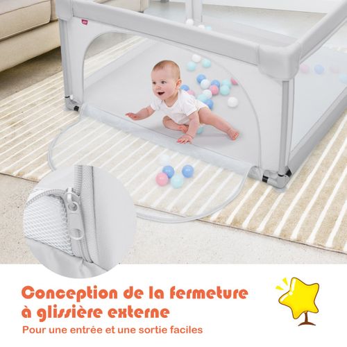 Parc Bébé, Parc Enfant Portable 120x120x68cm Avec Barrière De Sécurité De Enfants Pieds