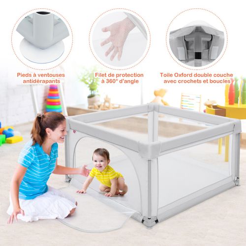 Parc Bébé, Parc Enfant Portable 120x120x68cm Avec Barrière De Sécurité De Enfants Pieds
