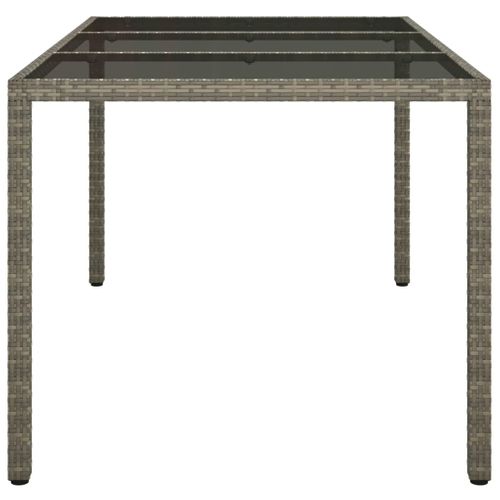 Table De Jardin - Table D'extérieur 150x90x75 Cm Verre Trempé Et Poly Rotin Gris