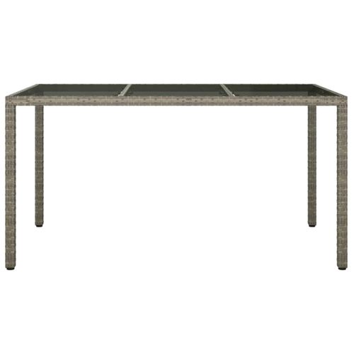 Table De Jardin - Table D'extérieur 150x90x75 Cm Verre Trempé Et Poly Rotin Gris