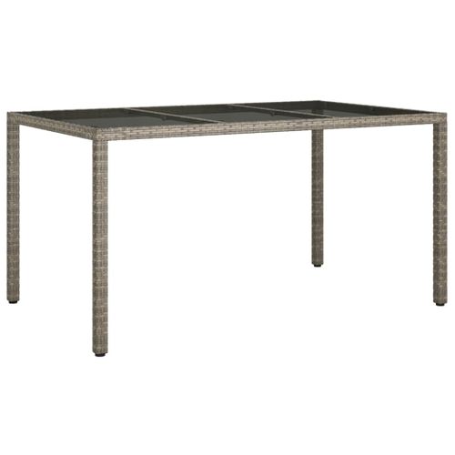 Table De Jardin - Table D'extérieur 150x90x75 Cm Verre Trempé Et Poly Rotin Gris