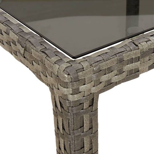 Table De Jardin - Table D'extérieur 150x90x75 Cm Verre Trempé Et Poly Rotin Gris
