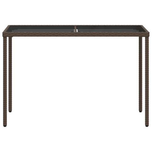 Table De Jardin - Table D'extérieur Dessus En Verre Marron 115x54x74 Cm Poly Rotin
