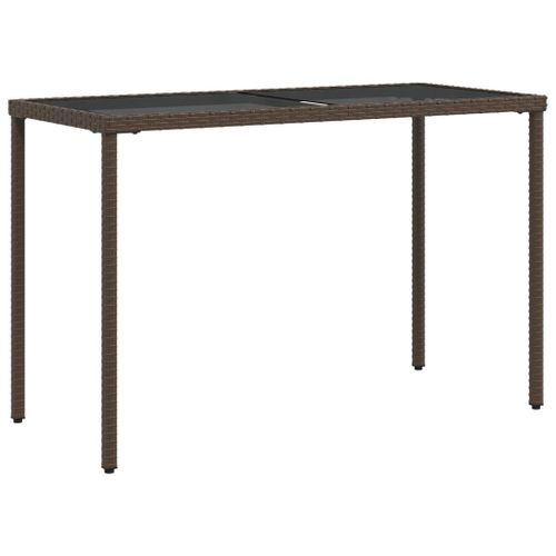 Table De Jardin - Table D'extérieur Dessus En Verre Marron 115x54x74 Cm Poly Rotin