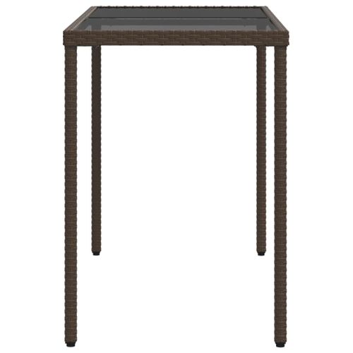 Table De Jardin - Table D'extérieur Dessus En Verre Marron 115x54x74 Cm Poly Rotin