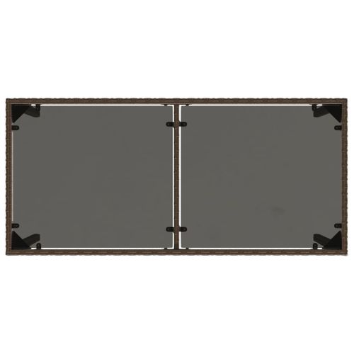 Table De Jardin - Table D'extérieur Dessus En Verre Marron 115x54x74 Cm Poly Rotin