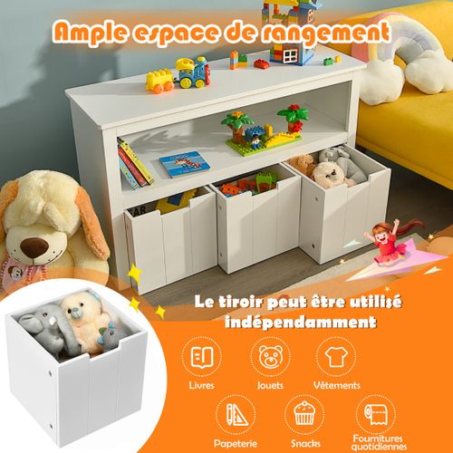 Buffet - Bahut - Meuble De Rangement Armoire De Rangement Avec 3 Tiroirs Compartiments Ouvert