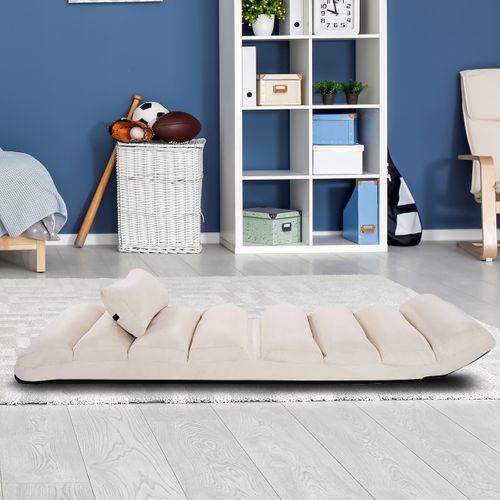 Coussin De Sol - Fauteuil Relax Pliable Réglable Sur 5 Positions En Faux Daim Beige