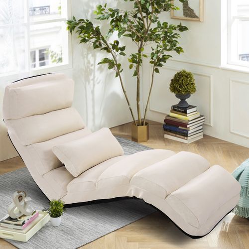 Coussin De Sol - Fauteuil Relax Pliable Réglable Sur 5 Positions En Faux Daim Beige