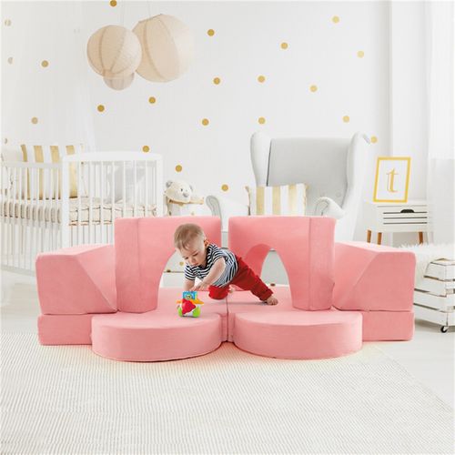 Canapé Enfants 8 Pièces Avec Combinaisons Multiples Fauteuil Convertible En Tissu Shédine