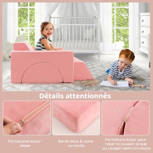 Canapé Enfants 8 Pièces Avec Combinaisons Multiples Fauteuil Convertible En Tissu Shédine