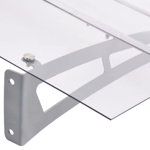 Store Banne - Auvent De Porte Argenté Et Transparent 120x90 Cm Polycarbonate At14