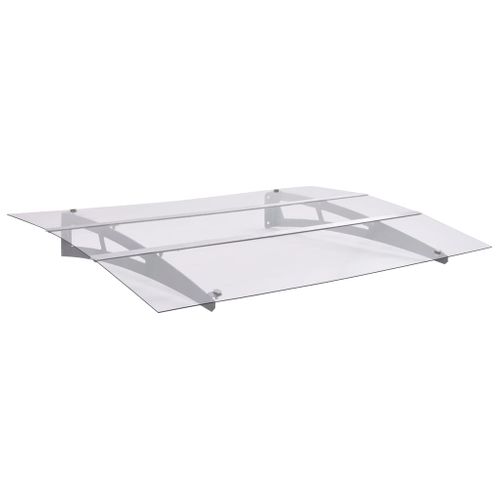 Store Banne - Auvent De Porte Argenté Et Transparent 120x90 Cm Polycarbonate At14