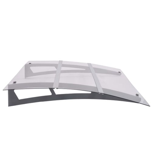 Store Banne - Auvent De Porte Argenté Et Transparent 120x90 Cm Polycarbonate At14