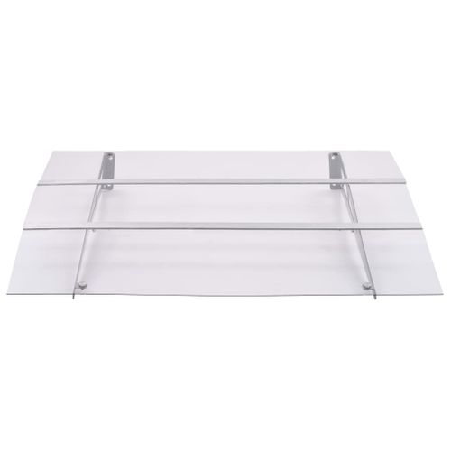 Store Banne - Auvent De Porte Argenté Et Transparent 120x90 Cm Polycarbonate At14
