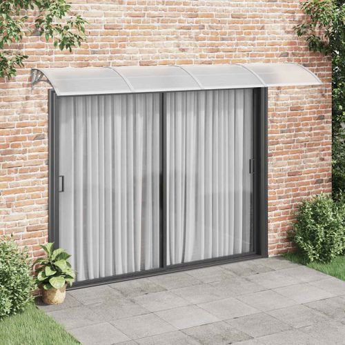 Store Banne - Auvent De Porte Gris Et Transparent 350x75 Cm Polycarbonate At31