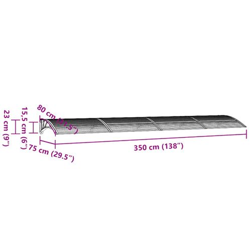 Store Banne - Auvent De Porte Gris Et Transparent 350x75 Cm Polycarbonate At31
