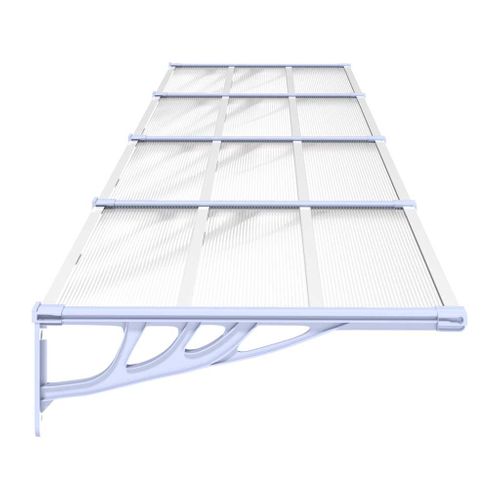 Store Banne - Auvent De Porte Gris Et Transparent 396x90 Cm Polycarbonate At33