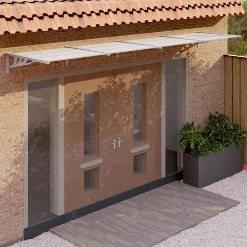 Store Banne - Auvent De Porte Gris Et Transparent 396x90 Cm Polycarbonate At33