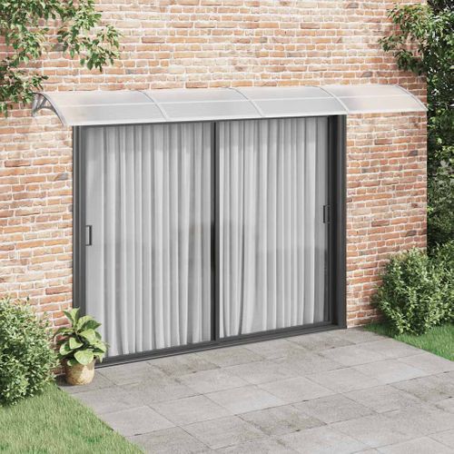 Store Banne - Auvent De Porte Gris Et Transparent 400x75 Cm Polycarbonate At34
