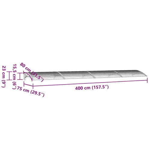 Store Banne - Auvent De Porte Gris Et Transparent 400x75 Cm Polycarbonate At34