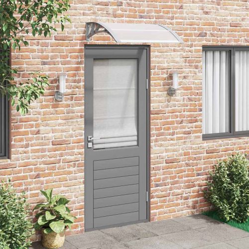 Store Banne - Auvent De Porte Gris Et Transparent 80x75 Cm Polycarbonate At35