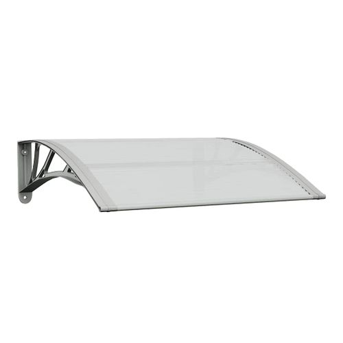 Store Banne - Auvent De Porte Gris Et Transparent 80x75 Cm Polycarbonate At35