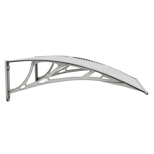 Store Banne - Auvent De Porte Gris Et Transparent 80x75 Cm Polycarbonate At35