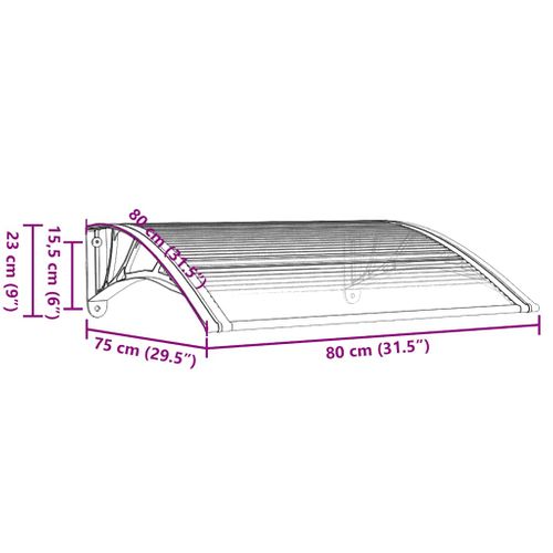 Store Banne - Auvent De Porte Gris Et Transparent 80x75 Cm Polycarbonate At35